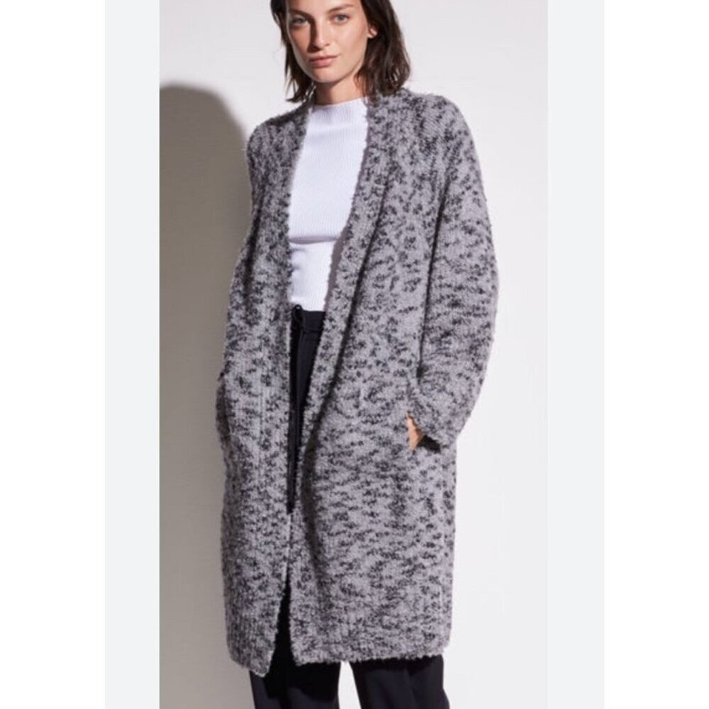 Vince Marled Wool cashmere Blend Belted Gray Sweater Coat cardigan Size XS - Picture 2 of 11